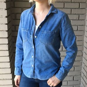 J. Crew everyday chambray distressed button shirt